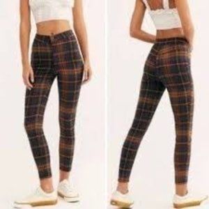 We the Free Free People Plaid Skinny Ankle Pant, Fall Colors, OB862338, Sz 26